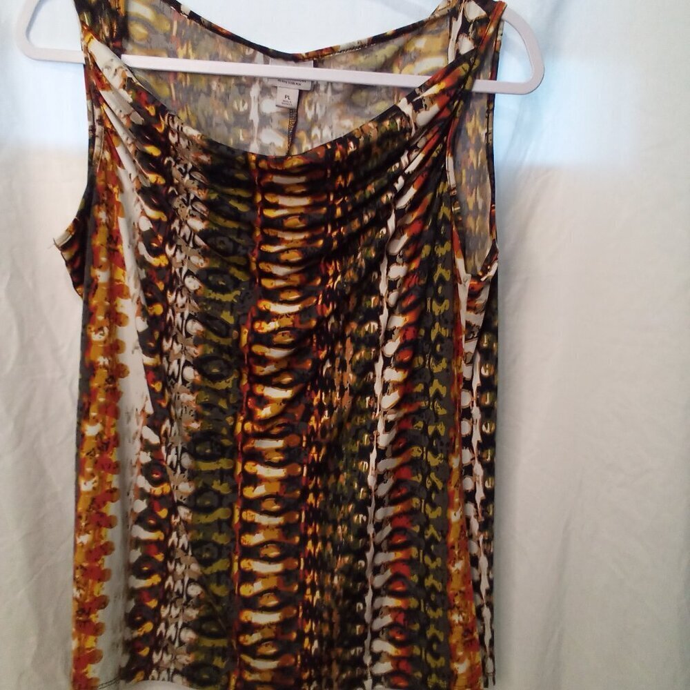 Worthington Blouse PL Petite L Sleeveless Scoop Neck Pattern Colorful - Picture 3 of 15